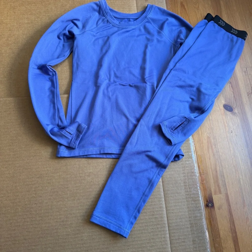 All in motion purple winter long underwear set size 7/8